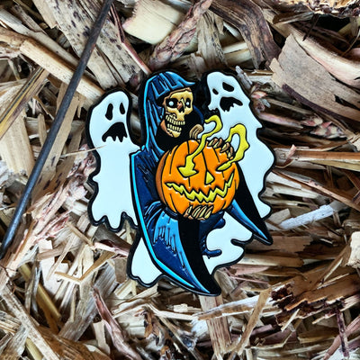 Frightful Folklore Halloween Reaper Enamel Pin - Dystopian Designs