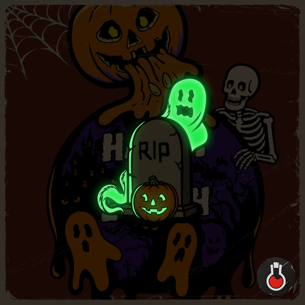 Vintage Halloween Cemetery Spook Enamel Pin