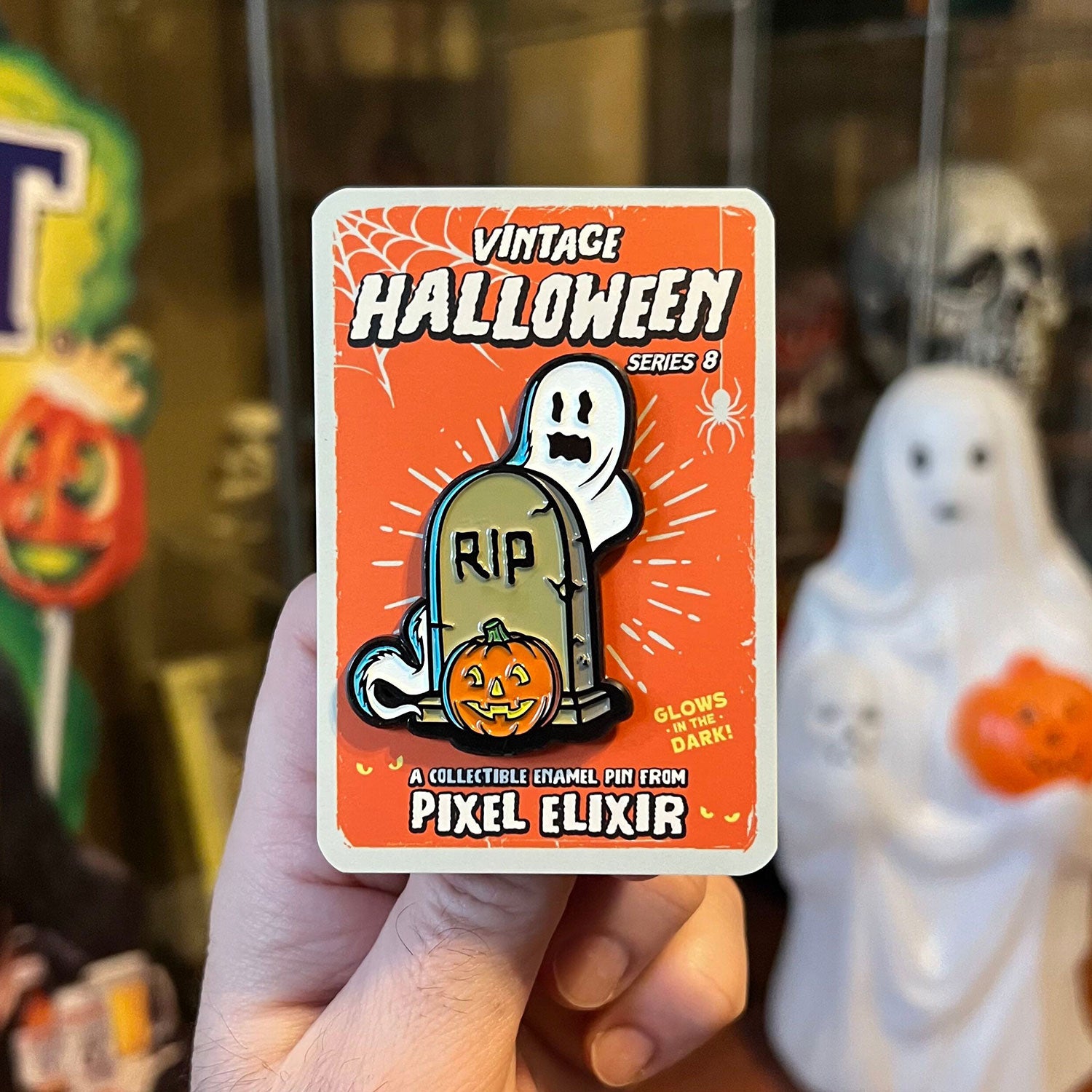 Vintage Halloween Cemetery Spook Enamel Pin
