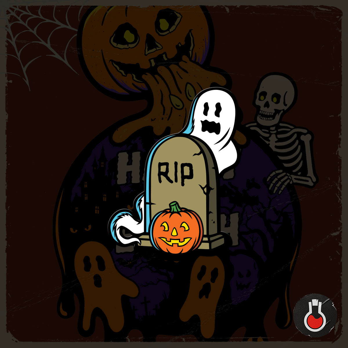 Vintage Halloween Cemetery Spook Enamel Pin
