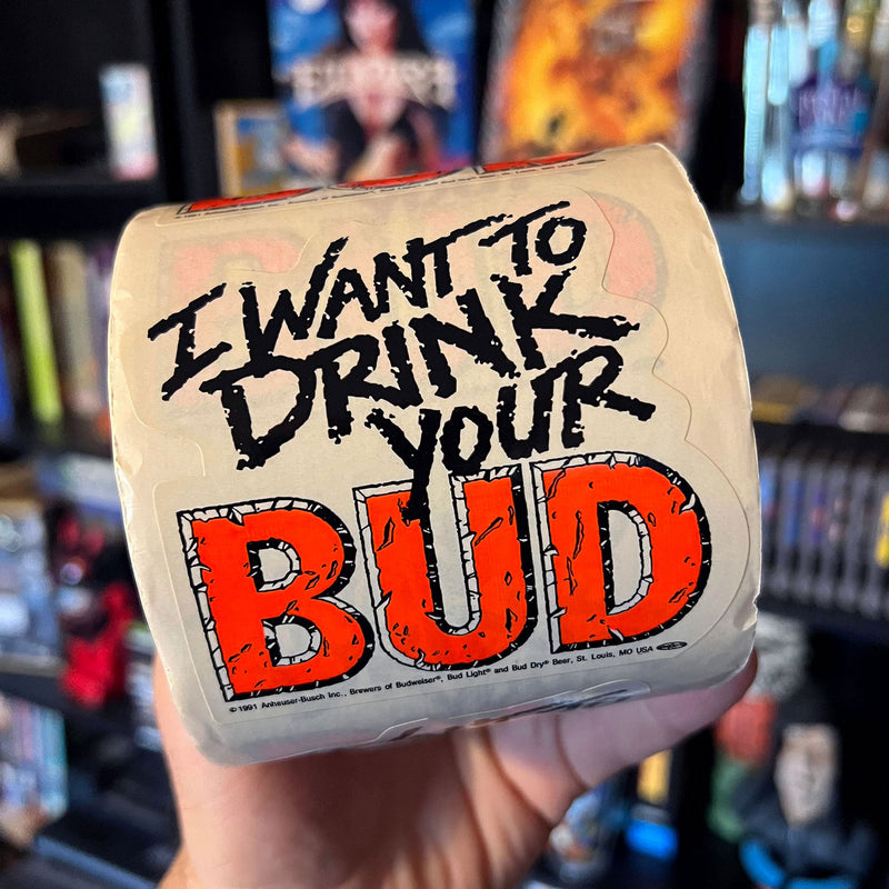 Budweiser "I Want To Drink Your Bud" Halloween Sticker