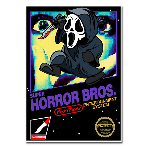 スパイダー・ホラーアート A4サイズ Super Horror Bros. Scary Movie Slasher Art Print - Pixel Elixir