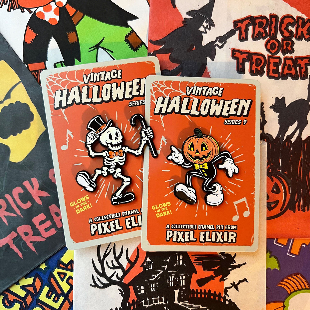 Vintage Halloween Series 9 Enamel Pin Set