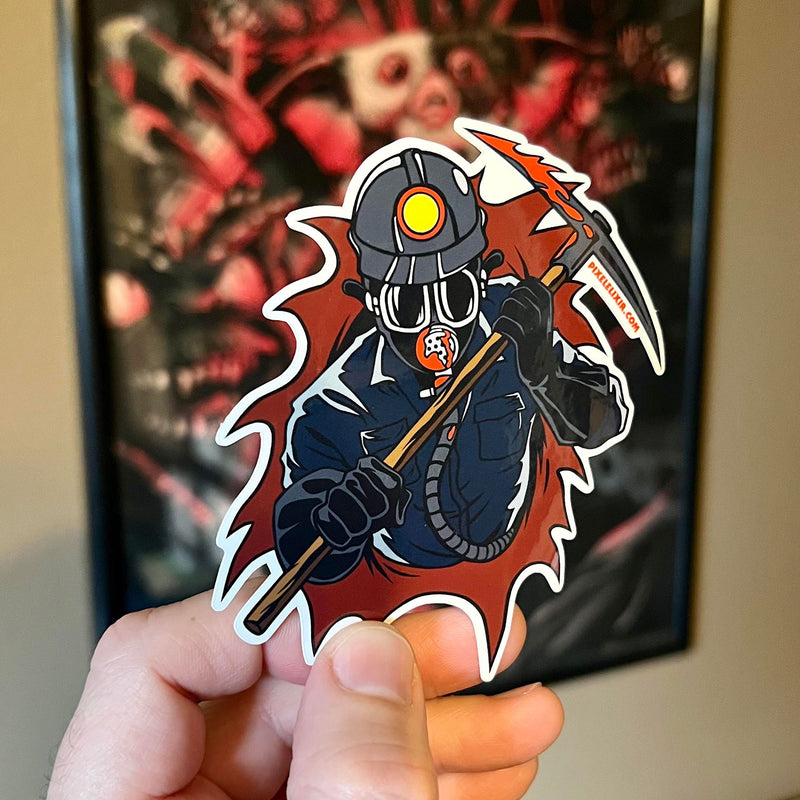 Dimensions of Fear - The Miner 4" Vinyl Sticker