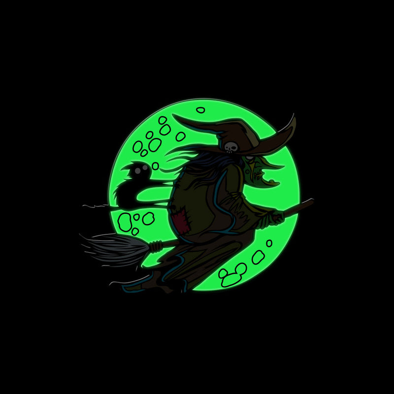 Frightful Folklore Flying Witch Enamel Pin - Dystopian Designs