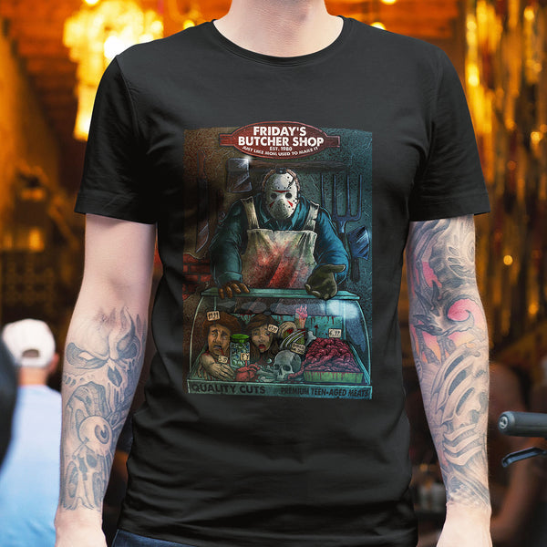 Friday's Butcher Shop Friday the 13th Jason Voorhees Parody T