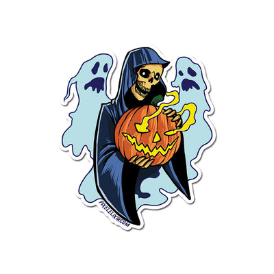 Frightful Folklore Halloween Reaper 4" Vinyl Sticker - Dystopian Designs