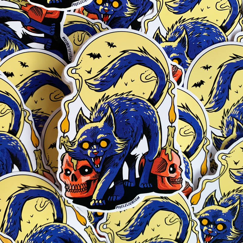 Frightful Folklore Spooky Cat 4" Vinyl Sticker - Dystopian Designs