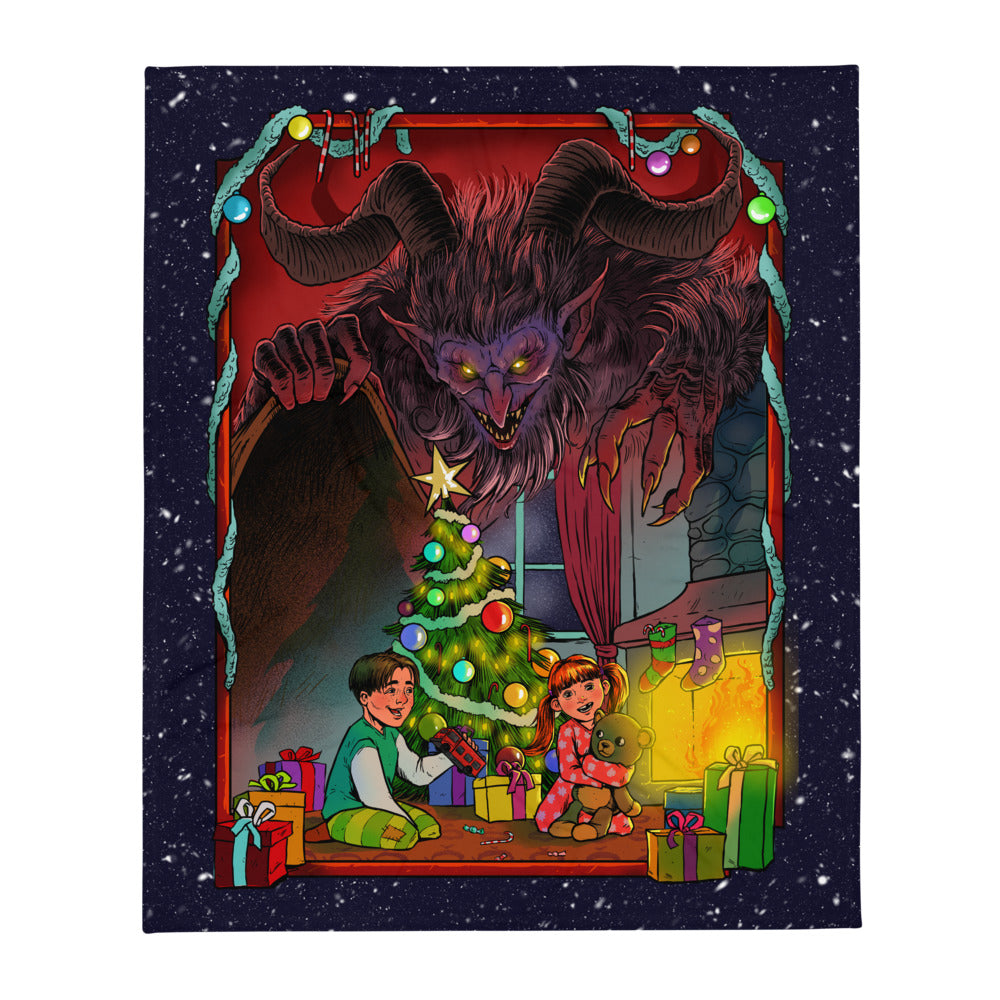 Season's Grievings From Krampus Throw Blanket