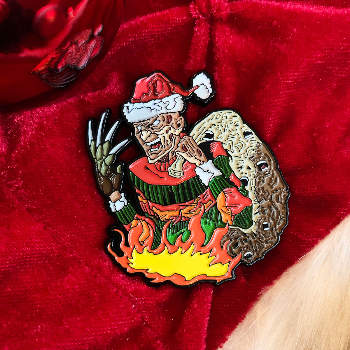 Santa Claws Enamel Pin - Pixel Elixir