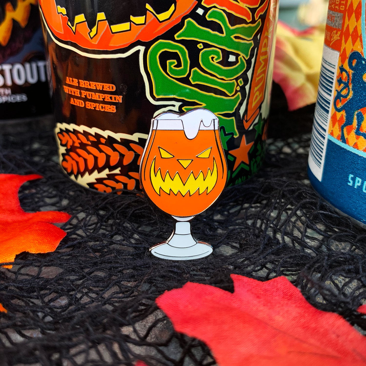 Scary Pumpkin Ale Enamel Pin - Dystopian Designs