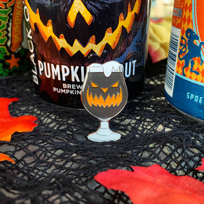 Scary Pumpkin Ale Enamel Pin - Dystopian Designs