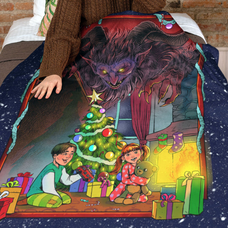 Season's Grievings From Krampus Throw Blanket