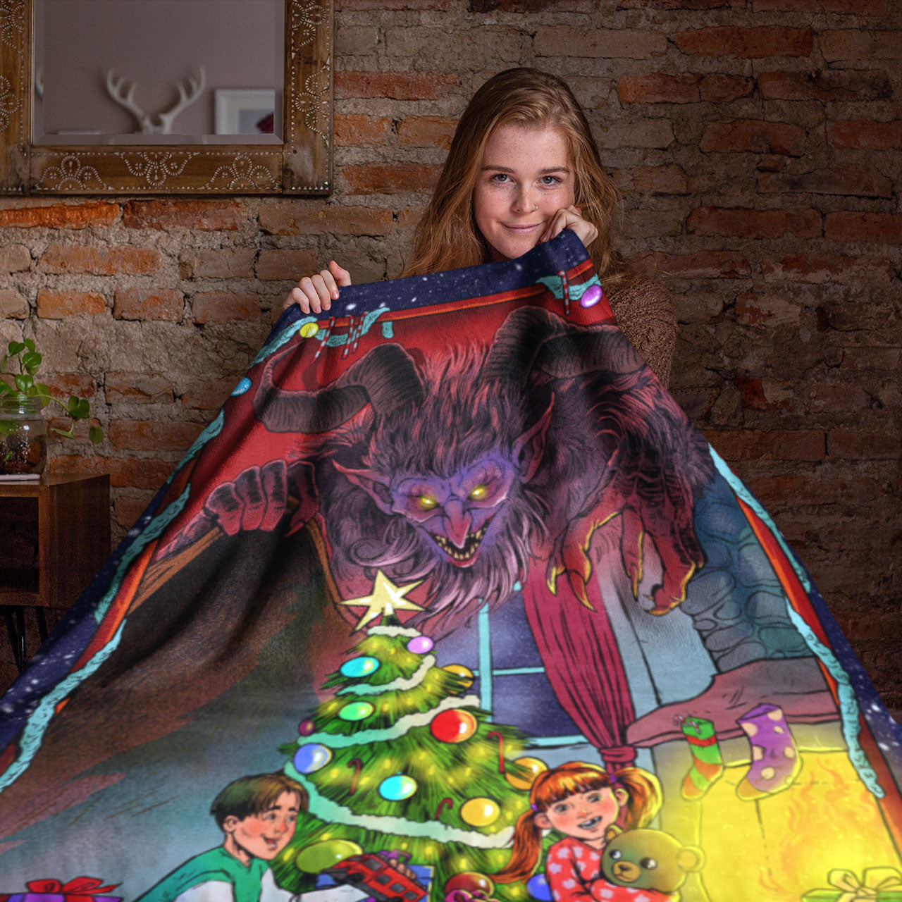 Season's Grievings From Krampus Throw Blanket
