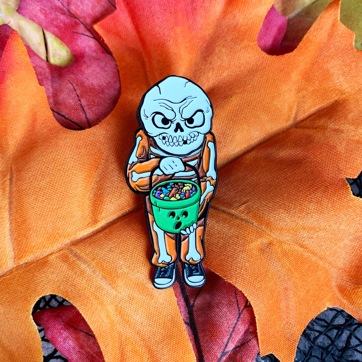 Trick or Treat Enamel Pin w/ Magnetic Mask - Dystopian Designs