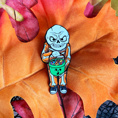 Trick or Treat Enamel Pin w/ Magnetic Mask - Dystopian Designs