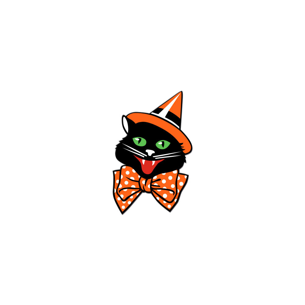 Vintage Halloween Party Cat Enamel Pin - Dystopian Designs