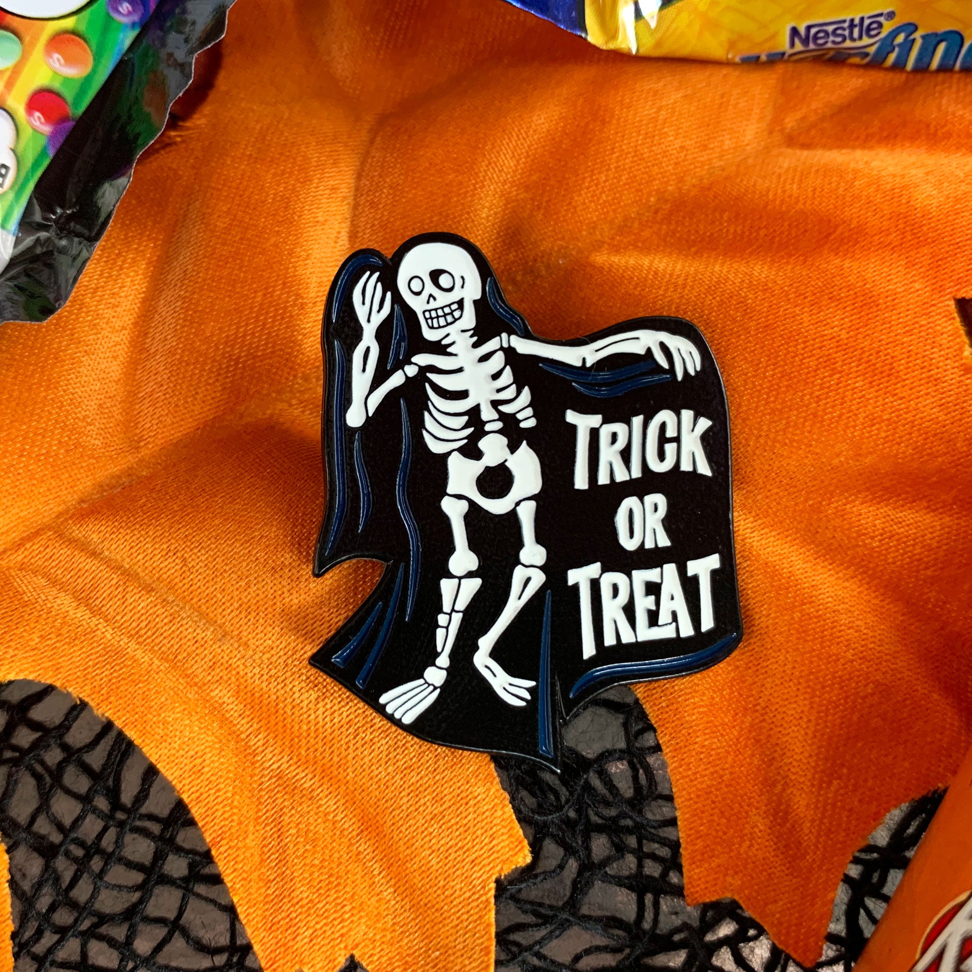 Vintage Halloween Skeleton Enamel Pin - Dystopian Designs