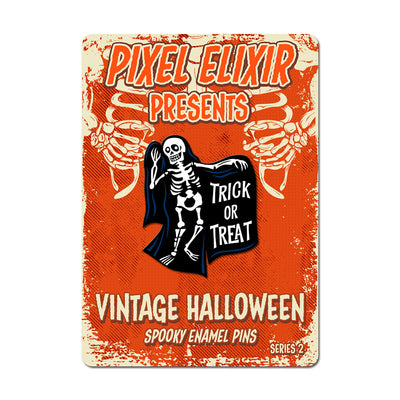 Vintage Halloween Skeleton Enamel Pin - Dystopian Designs