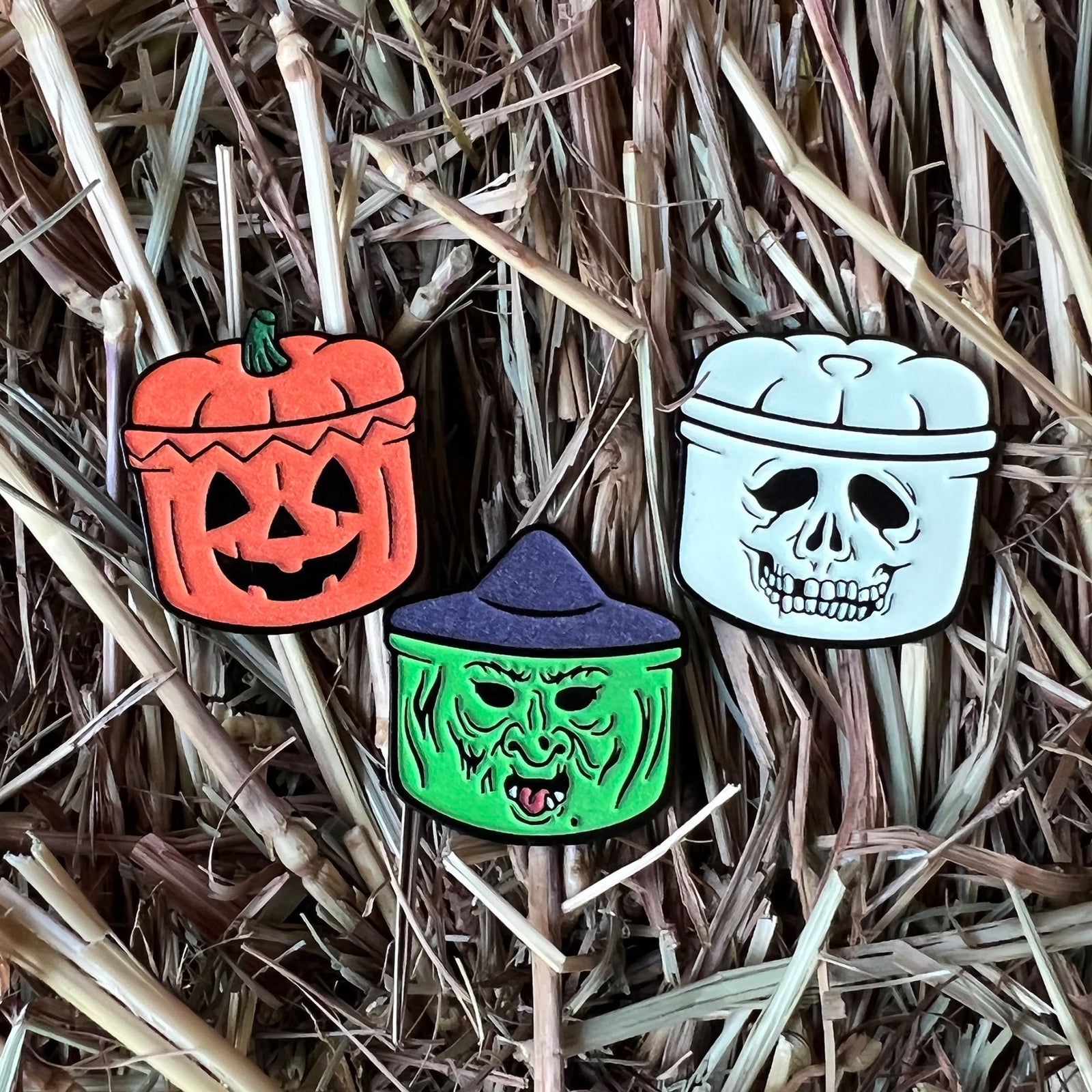 Vintage Halloween Treat Bucket Enamel Pins (Set of 3)