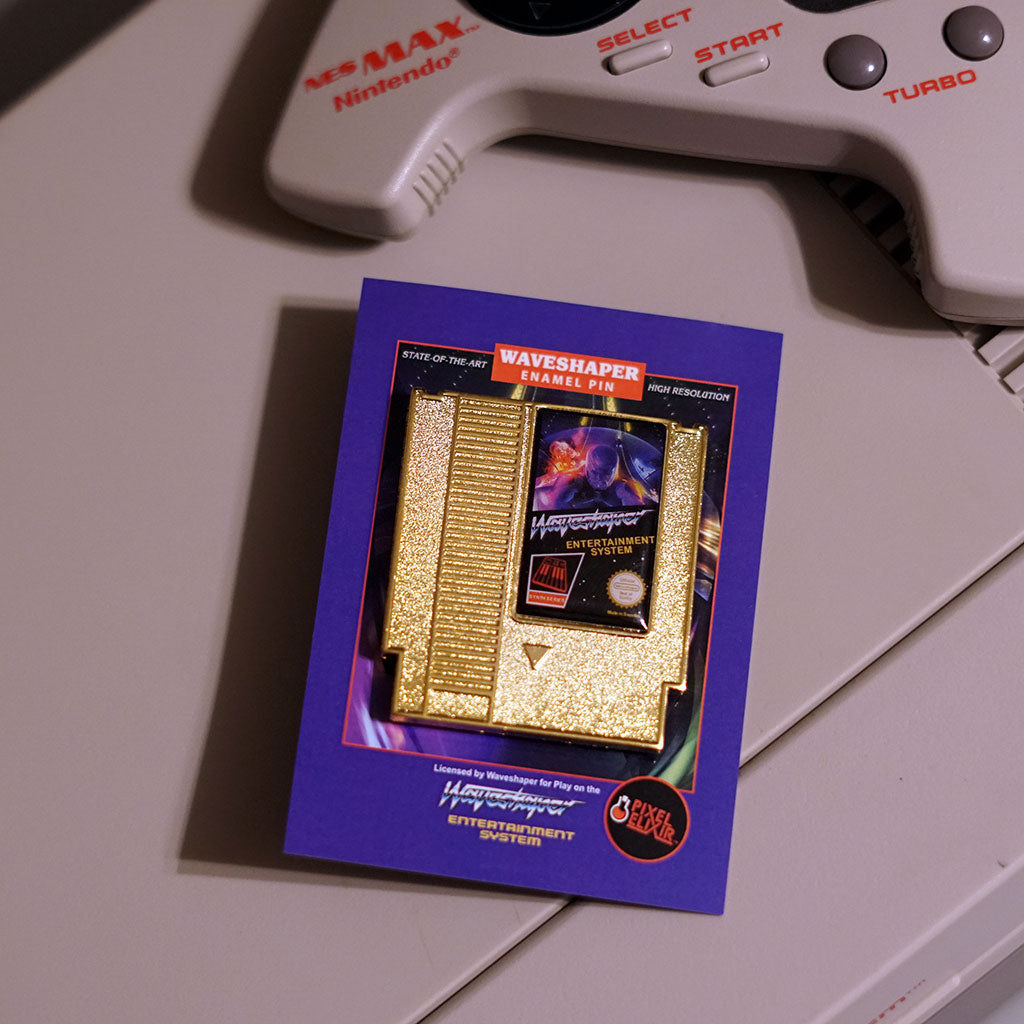 Waveshaper NES Cartridge Enamel Pin (Gold) - Dystopian Designs